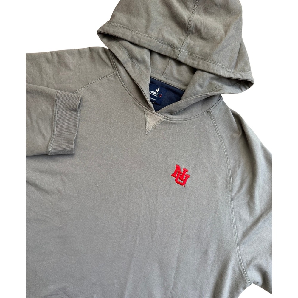 Johnnie-O Mens Grey NU Logo Raglan Pullover Hoodie Sweatshirt XXL Nebraska Univ